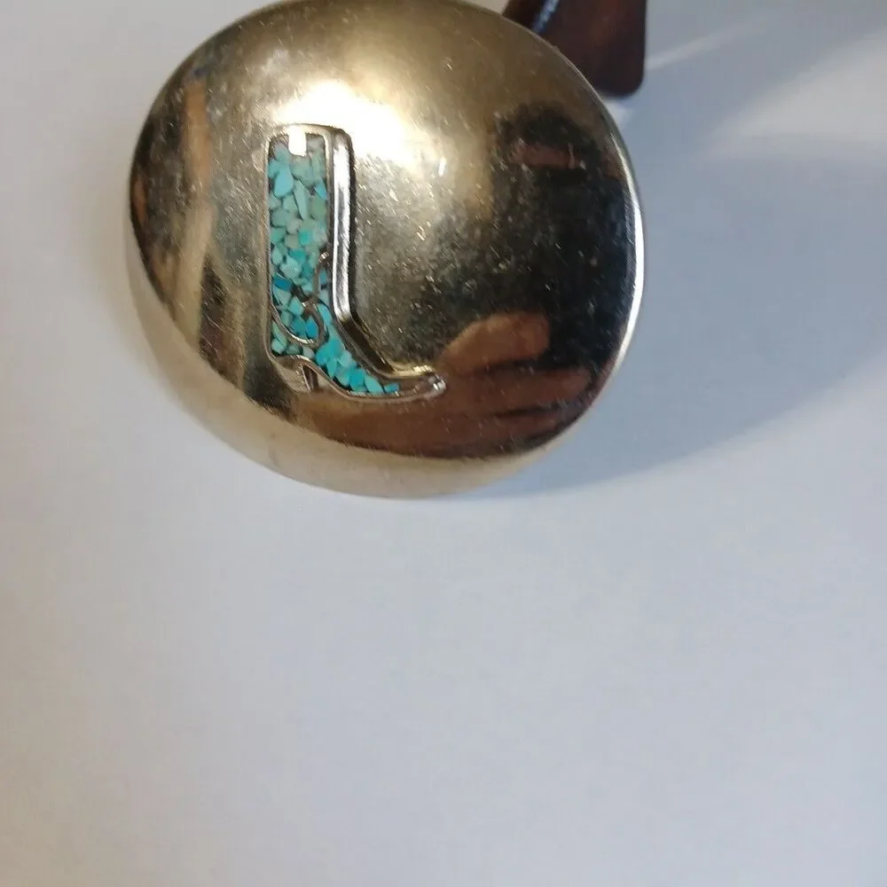 Cowboy Boot Native American Indian Faux Turquoise Inlay Belt Buckle Zuni Tribe
